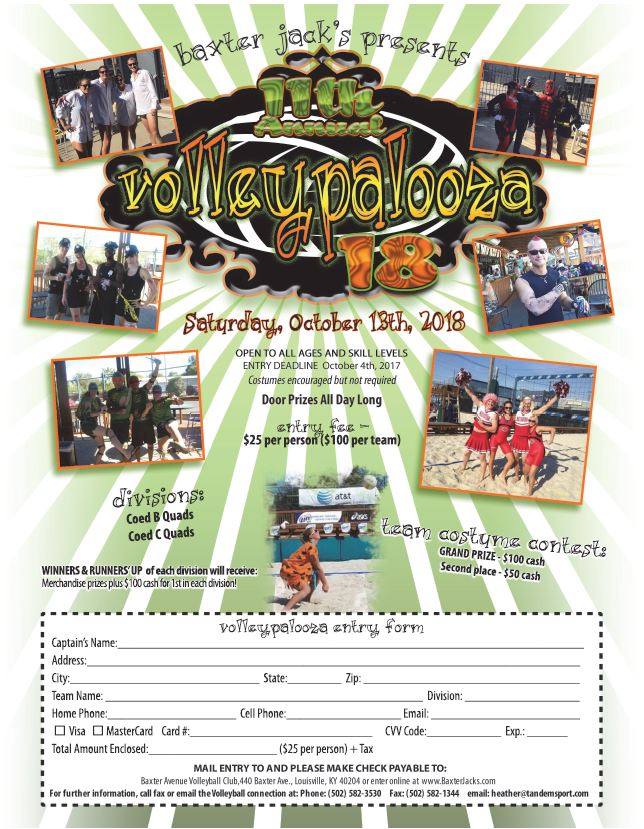 BaxterJacks502's tweet photo. It's almost that time again for the Annual Volleypalooza Tournament. Can you believe this year will be our 11th one?

This tournament is always a fun time so don't wait to start planning your costume and sign up today @ https://t.co/PZYQcSAXWX! https://t.co/EYBUGEgcVr