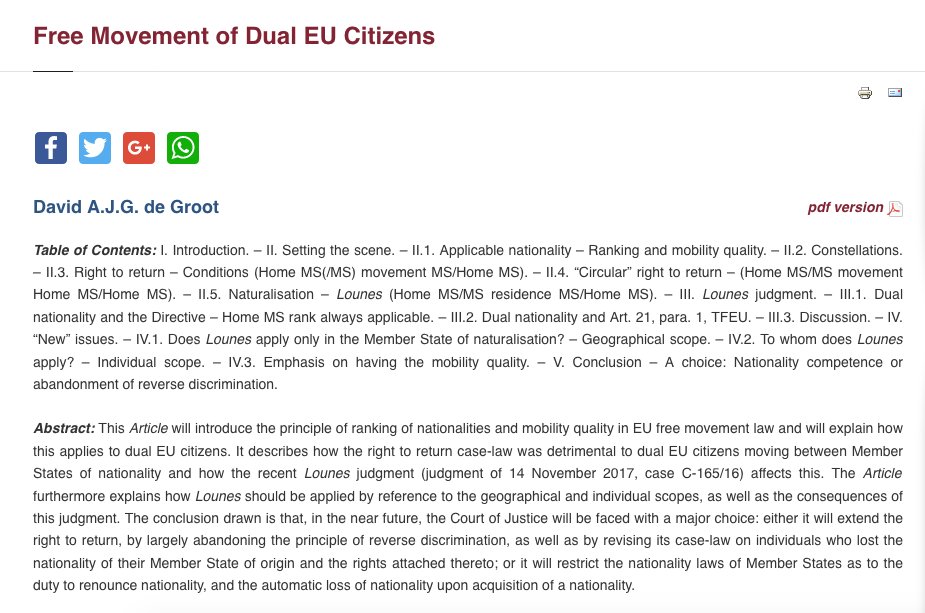 GlobalCIT_EUI's tweet photo. New paper in #EuropeanPapers by @_GlobalCIT collaborator and @nccr_onthemove researcher David de Groot on Free Movement of Dual EU Citizens, critiquing the ECJ's #Lounes case and suggesting the ECJ faces a big challenge ahead. https://t.co/Rr9TcC9xaA https://t.co/MPby1wMgOb