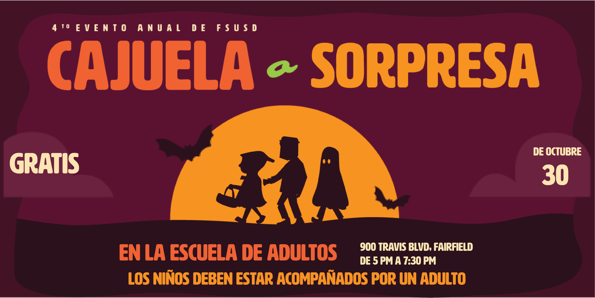 FairfieldSuisun's tweet photo. Join us for the 4th annual FREE Trunk or Treat at the @FS_AdultSchool! Spread the word! https://t.co/jUsIuFTpqU