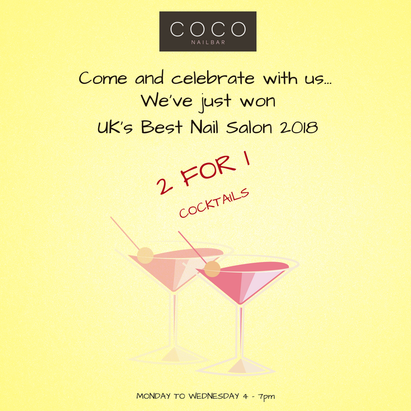 CocoNailBar's tweet photo. We won both #PBAwards and #ScratchStars18 Nail Salon Of The Year awards this year... so let's celebrate with 2-4-1 cocktails Monday to Wednesday 4-7pmπΈπ
#happyhour #nailsalonoftheyear #coconailbarlondon https://t.co/hdcf86TEEo