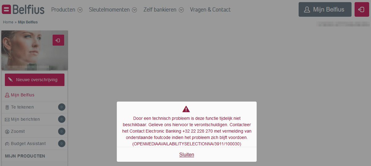 Belfius mobile app problemen