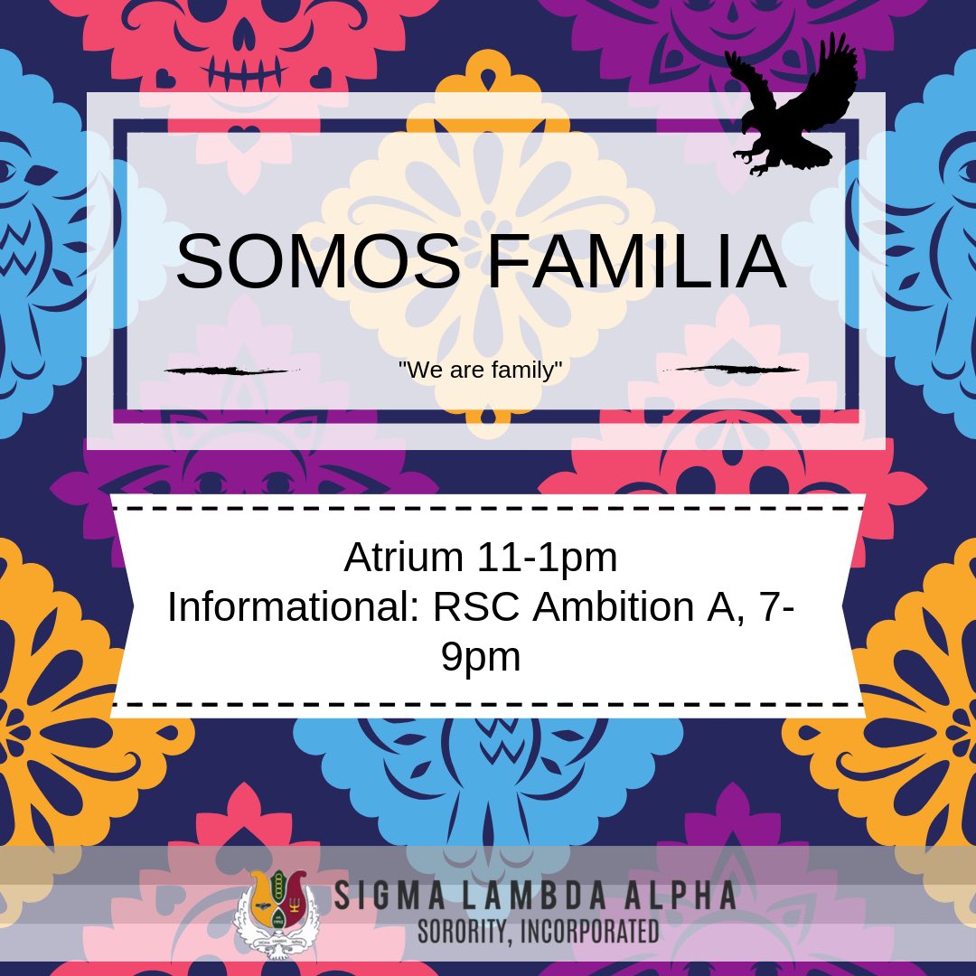 tamuc_sla's tweet photo. It’s that time again, recruitment week is finally here! How excited are y’all? Come out and tell us what family means to you. Hope to see some new and familiar faces. #FallRecruitment #Fall2018 #GoSLA #SLAy #Tamuc19 #Tamuc20 #Tamuc21 #Tamuc22 #Tamuc #SeizeYourMoment 💃🏻🦅 https://t.co/Jz1pX3fqsW
