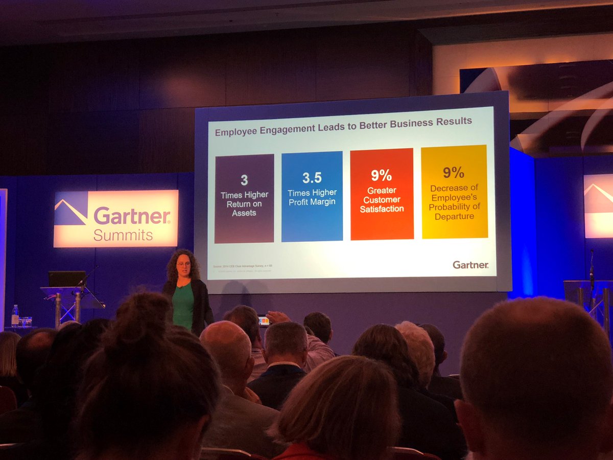 "Employee engagement leads to better business results" #Inspiring session by Helen Poitevin on measuring employee engagement at the Gartner Digital Workplace summit today.