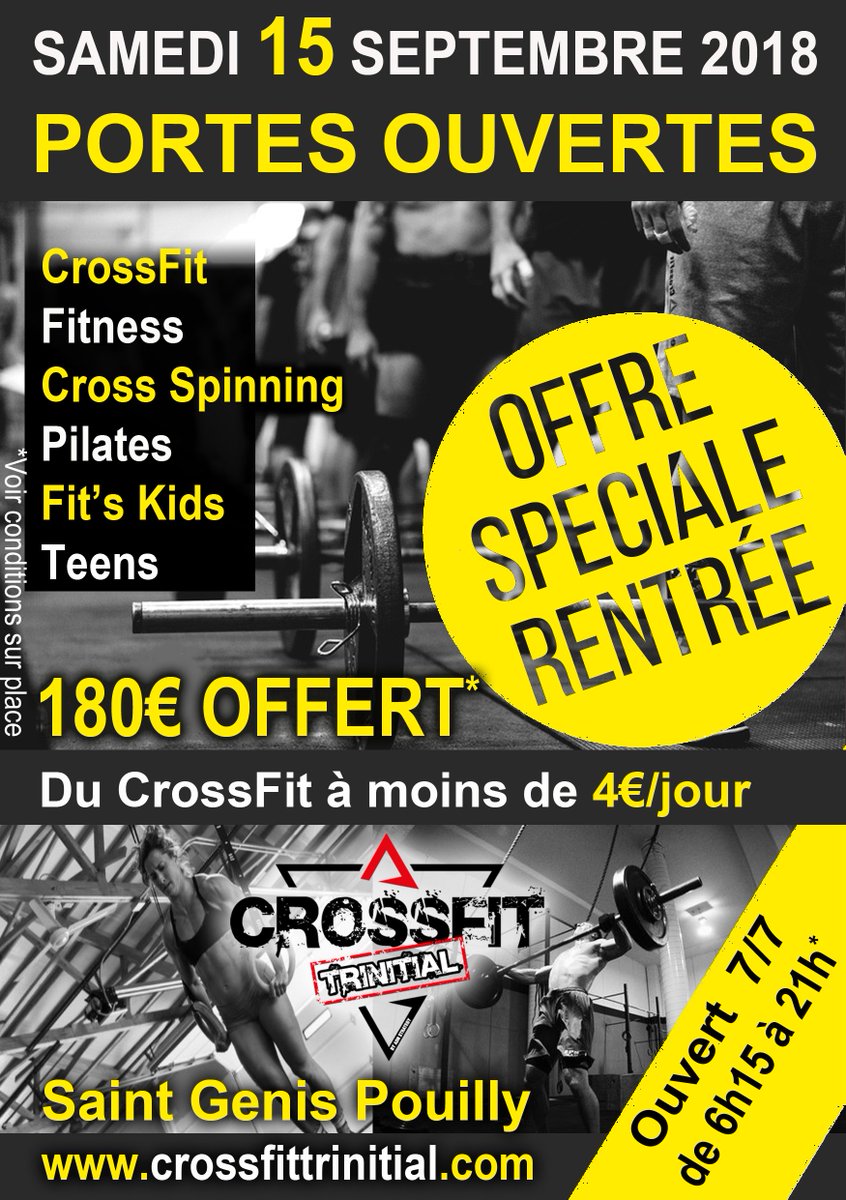 CrossFit_SGP_01's tweet photo. ⚠️ATTENTION⚠️
🎁🎁L'offre Porte Ouverte 🎁🎁 est prolongée jusqu'au 30 septembre !!!
Alors venez vite pour profiter de cette offre !!!

Retrouvez-nous sur https://t.co/ZynqxHBbt4

A bientôt ✌️✌️✌️

#crossfittrinitial #porteouverte #offrerentré  #sport #venezvite https://t.co/laJCSa690W