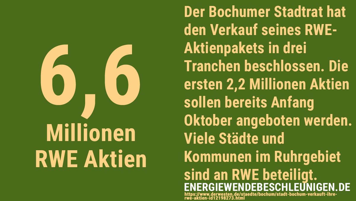 Uzivatel Wwf Deutschland Na Twitteru Bochum Will Seine Aktien Anteile An Rwe Zu Verkaufen Damit Wird Es Teil Der Divestment Bewegung Deren Ziel Es Ist Geld Aus Kohle Ol Und Gasbeteiligungen Abzuziehen Und In