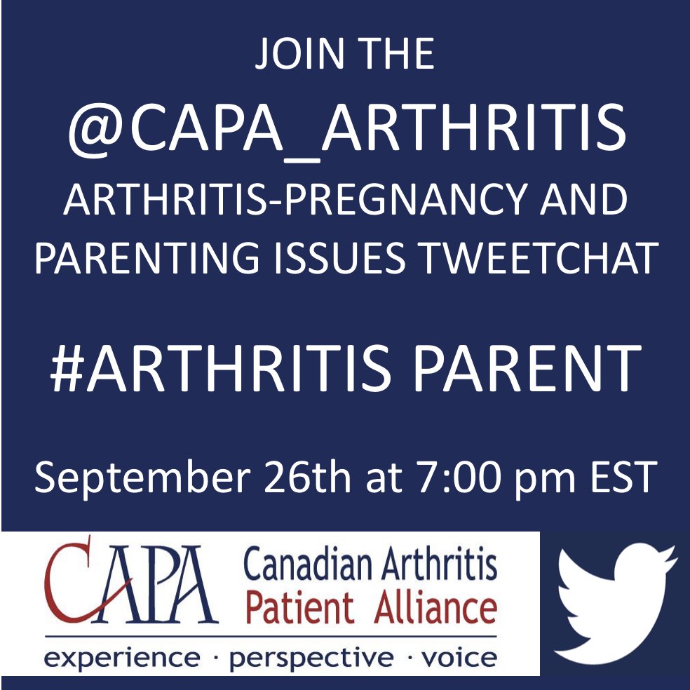 CAPA_Arthritis's tweet photo. Be ready for the @CAPA_Arthritis #ArthritisParent Tweetchat with @ProulxLaurie @maryadevera @nicole_tsao  https://t.co/3VJlmyna2B  Wednesday night at 7:00pm eastern #ArthritisParent Tweetchat https://t.co/bIbJOhA4tg