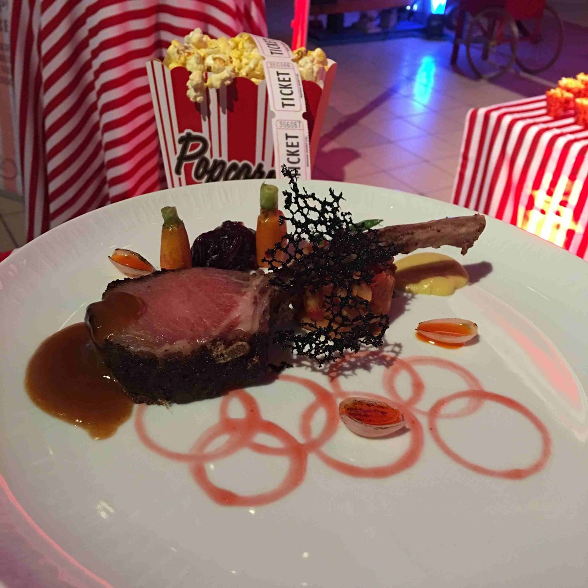 Spiced rack of boar, curried cauliflower puree, caramelized red cabbage , white bean cassoulet, high bush cranberry.....@RoyalGlenora <a href="/CCFyeg/">edmontonCHEFS.ca</a> <a href="/YEGFoodGuide/">YEG Food Guide</a> <a href="/YEGFoodie/">YEGfoodie | Rebecca Reid</a>