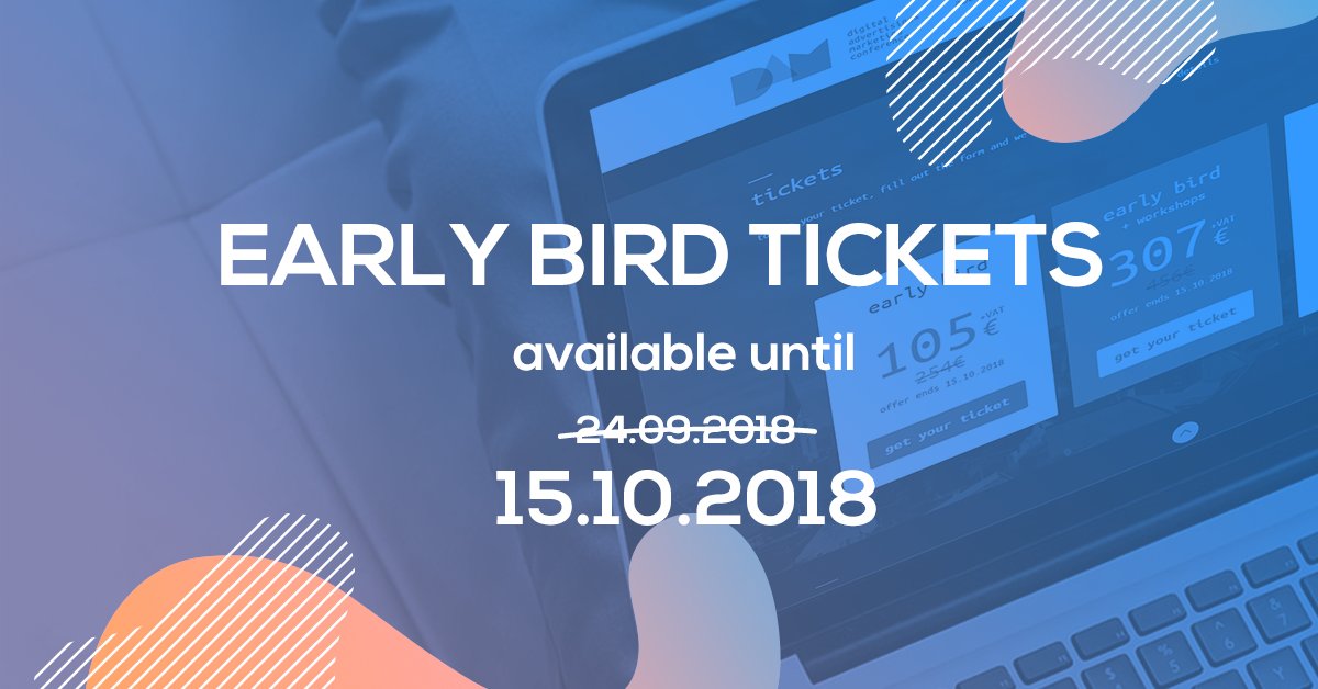 Didn't manage to buy your Early Bird ticket for #Damconf 2018? No worries! 📣 Take your time until 15.10.2018 and reserve your place at a discounted price. Credit card payment available at: bit.ly/2NCWD3O