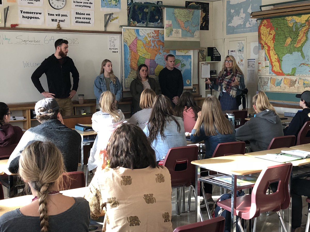 Thank you to <a href="/KindraMc/">Kindra McMillan</a> from <a href="/NipissingU/">Nipissing University</a> and the Nipissing University Criminal Justice program along with her fourth year students Rachel, Steven, Calvin and Kaitlin for working with Mr. Nodwell's grade 12 law class in preparation for the Mock Trial Tournament in November!