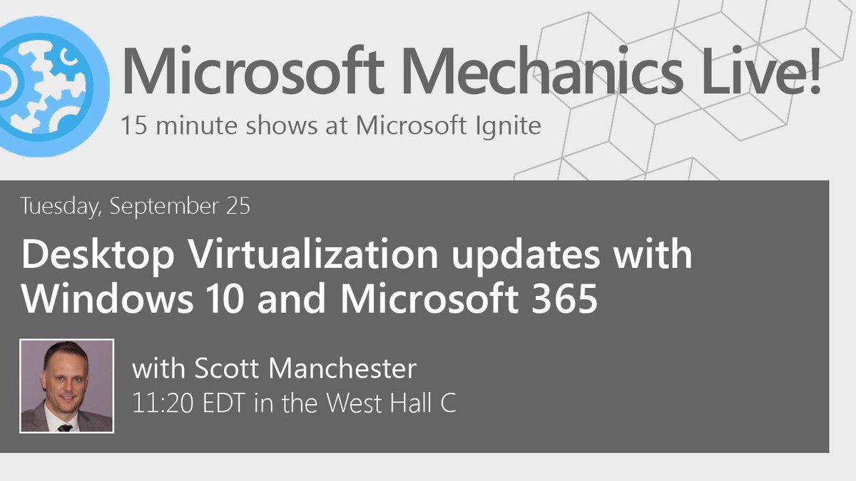 MSFTMechanics's tweet image. Tomorrow @rds4u talks on Desktop Virtualization updates with Windows 10 and Microsoft 365. Add it to your #MSIgnite schedule here: myignite.techcommunity.microsoft.com/sessions/66971