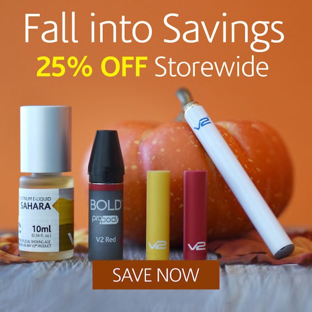 Get 25% off Storewide ecigspromocodes.com Celebrating the Fall #V2 #vape #vapelife #vaping #vaper #vaporizer #coilbuild #coils #rda #instavape #modhandcheck #vapors #mechanicalmod #coilporn #vapedaily #ohms #vapenation #vapemiami #vapeedit #vapegear #vapecommunity #vaporizer