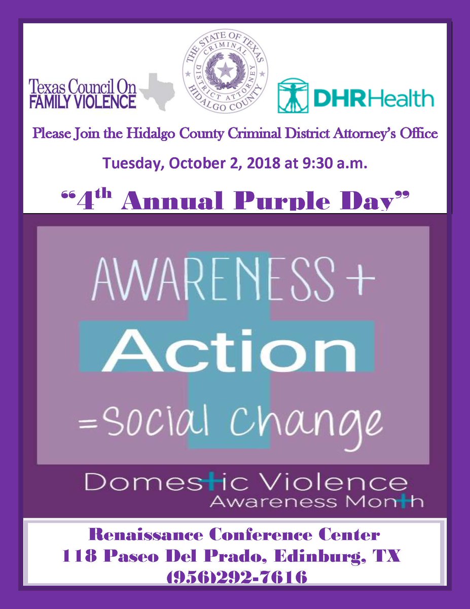 HidalgoCountyTX's tweet photo. #PurpleDay #domesticviolence #CountyGovInAction #TXDVAM #DVAM #HCDA https://t.co/zjfiX2OOn0