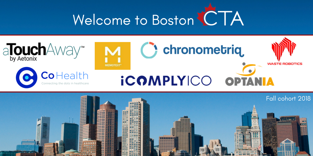 CTA_TCS's tweet photo. We’re excited to announce the selection for the fall 2018 cohort in #Boston! Congratulations to @Aetonix, @Chronometriq, @cohealthapp, @icomplyico, @memotext, @OptaniaIntern &amp; @dirtyjobrobot for being accepted into #BostonCTA https://t.co/xwpJygGrCl