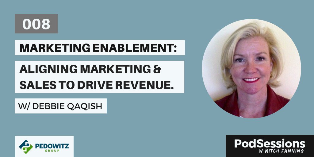On my podcast, spoke w/ <a href="/DebbieQaqish/">Debbie Qaqish</a> from The Pedowitz Group (<a href="/RevenueMarketer/">The Pedowitz Group</a>) on the topic of #marketingenablement. Specifically, how it aligns marketing &amp; sales to drive revenue. If you're a B2B #revenuemarketer, consider giving it a listen. bit.ly/2pwrhxh #mitchcast