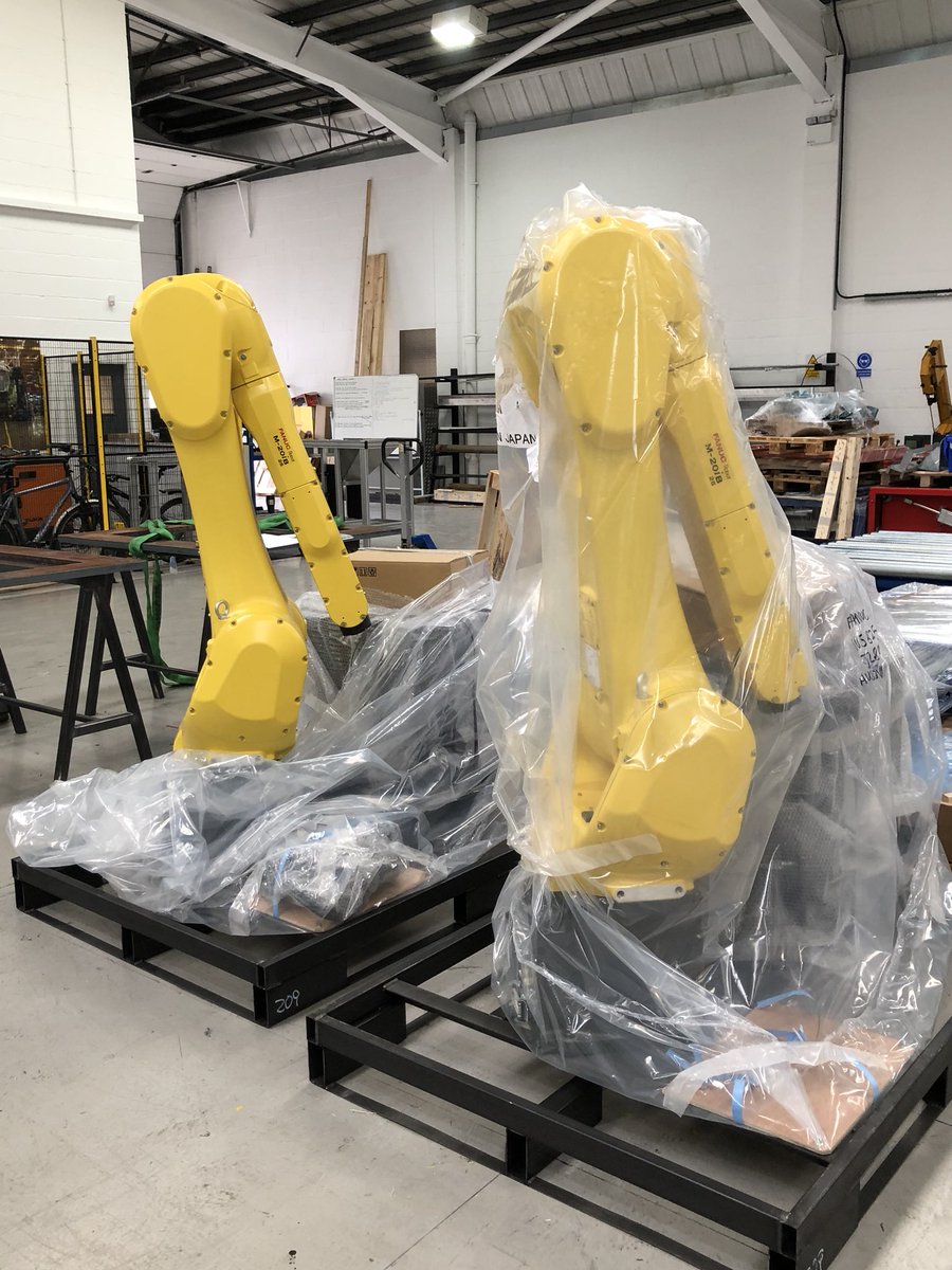 Adelphi_Auto's tweet image. Two new yellow beauties in the Adelphi workshop this week! Our engineers are looking forward to programming these Fanuc robots 🤖 @FANUCAmerica @FANUCUK #adelphiautomation #adelphi #fanuc #fanucrobots #fanucrobotics #programming #robots #robot #automation