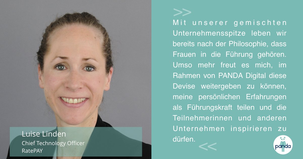 we_are_panda's tweet image. PANDA Digital @Deloitte: Mit großer Vorfreude blicken wir auf die Keynote von Luise Linden, CTO von RatePAY. Wir sind gespannt auf: Insights aus ihrer bisherigen Karriere, wie sie den „perfekten Job“ gefunden hat, und wie sie Karriere &amp;amp; Familie erfolgreich unter einen Hut bringt.