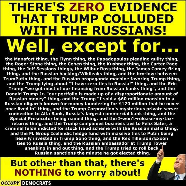 Ptmurf1016's tweet image. #ObstructionOfJustice much?

Stop the crap.
The issues are; 
#TrumpRussiaConspiricy 
#PutinsApprentice ruining the @FBI and #DOJ .
#MoneyLaundering 
#bribery 
#TrumpFoundation 
@Trump organization 
#TrumpCrimeFamily 
#TrumpEpstein