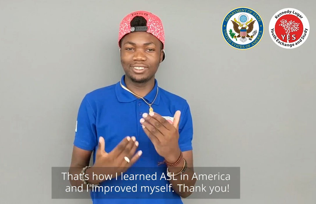 Ever wondered what the #KLYES program is like for a deaf student? Check out this video: bit.ly/2MYCgsK to see YES '18 students, Collins (#Cameroon) and Shamsudeen (#Nigeria), share about their U.S. exchange experiences! #exchangeourworld #YESalumni <a href="/ECAatState/">Educational & Cultural Affairs—U.S. Dept. of State</a>