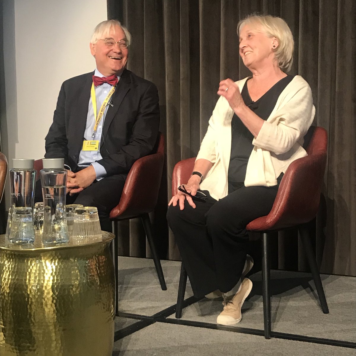 DFB_storyhouse's tweet photo. David Fickling and author extraordinaire Anne Fine share the stage this afternoon at @thebookseller #KidsConf18 https://t.co/GOyw16ChXN
