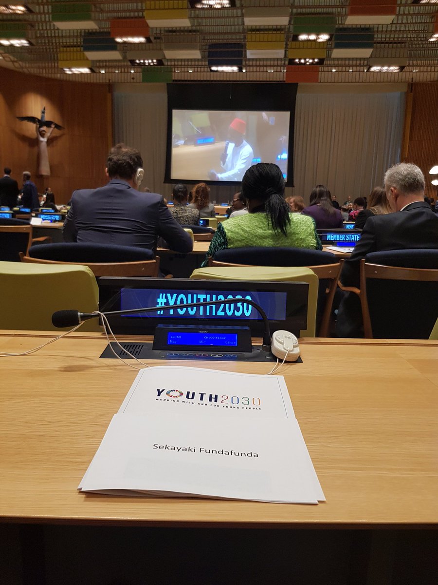 Honoured to be representing the <a href="/GlobalShapers/">Global Shapers</a> <a href="/LusakaShapers/">Lusaka Global Shapers</a> at the  <a href="/UNICEF/">UNICEF</a> <a href="/UN/">United Nations</a> Launch of the #UNYouthStrategy #Youth2030 along with Filippo Gavazzeni from the <a href="/MilanShapers/">Global Shapers Milan</a>. 

#ChangeMakers #GlobalShapers