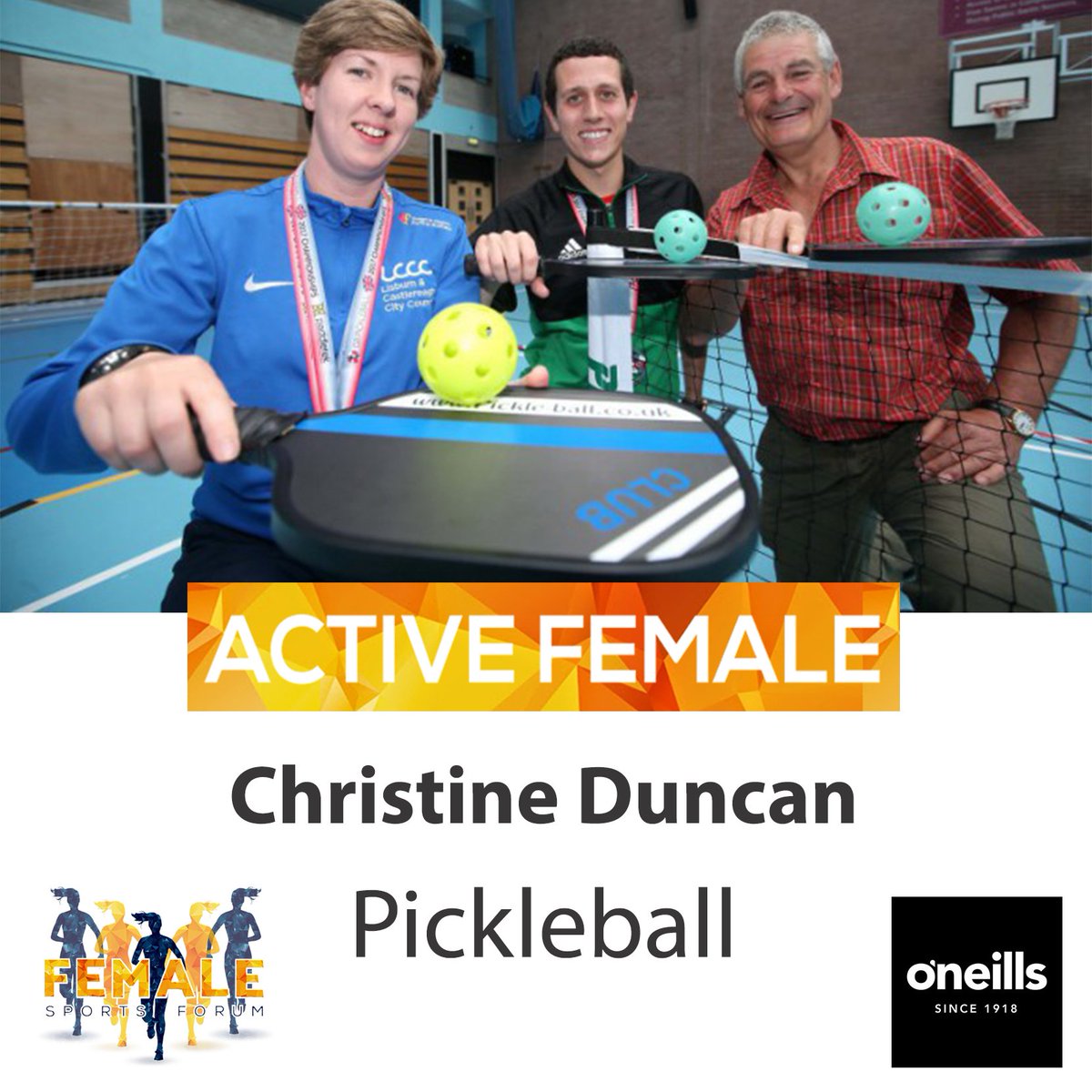 Vote for Christine Duncan to win the <a href="/ONeills1918/">O'Neills</a> Active Female Award for August by RETWEETING this tweet! Or Vote via our Facebook / instagram pages. Voting closes Friday 28th Sept! 🎾