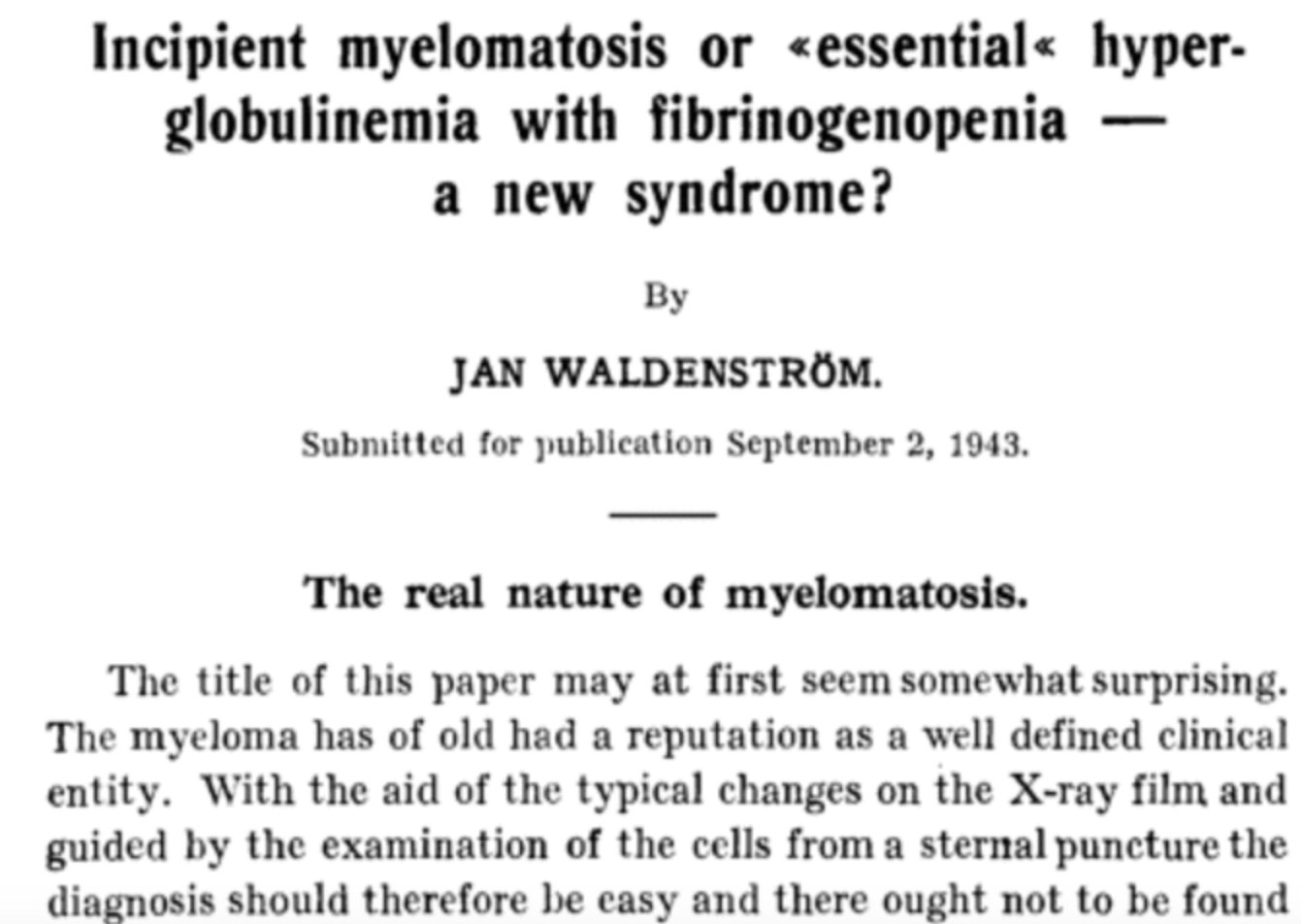 Graham Collins ×'×˜×•×•×™×˜×¨ Lymphomafacts Waldenstrom 1 Jan Waldenstrom 1906 1996 Swedish Physician Researching Disorders Assoc With High Esr 2 Cases Nose Gum Bleeds Anaemia Norm Mcv High Protein Low Fibn Palp