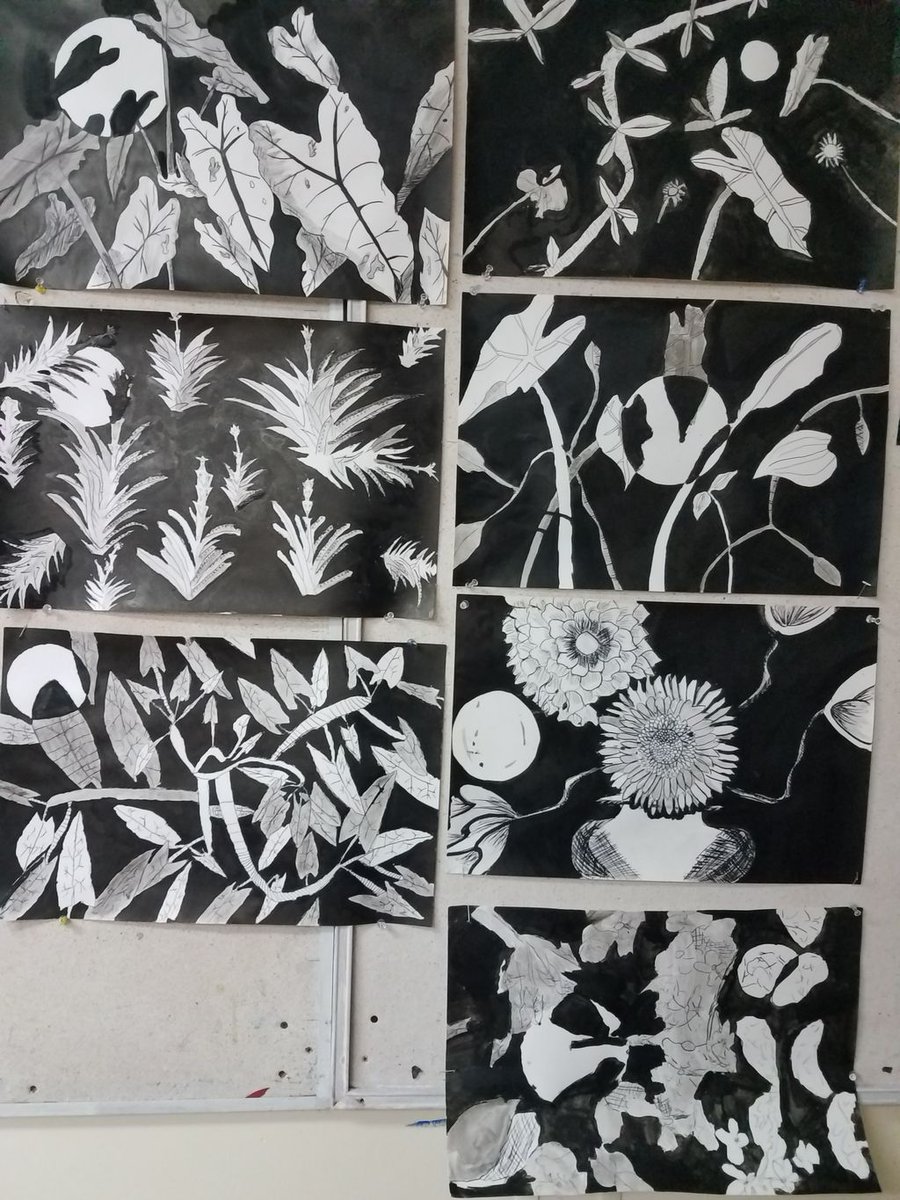 My Studio 1 students have been burning the moonlight and working on inked botanicals #lifeinthetropics #paintingplants #teaching
