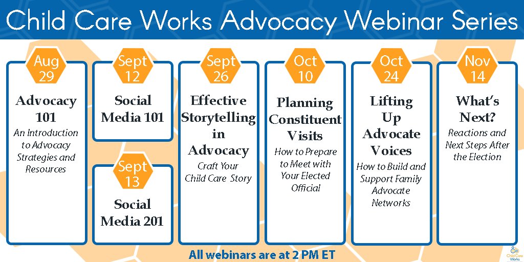 Are you ready to #AmpUpYourAdvocacy? Learn how to craft your #childcare story with this new webinar on Sept 26! Register now: ow.ly/nCjf30lUN08