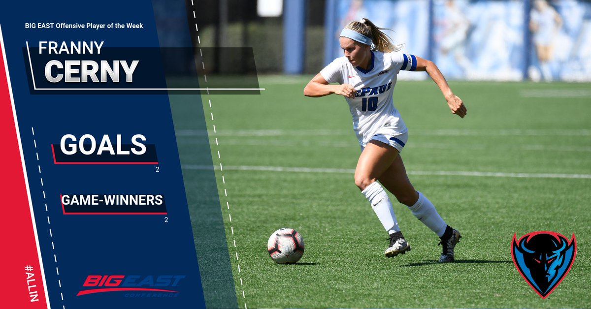 Franny Cerny is the #BIGEASTwsoc Offensive Player of the Week! #AllIn 

Full release: bit.ly/2zqbG8j