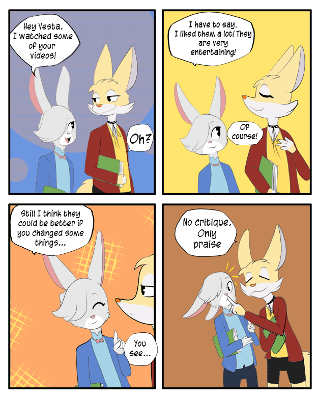 AsuraKitsune's tweet photo. Vesta needs to learn how to take valid criticism.

Thanks for all the comments, love to read them all <3
#fennec  #webcomic #atgoodpace https://t.co/xPbSU547RF