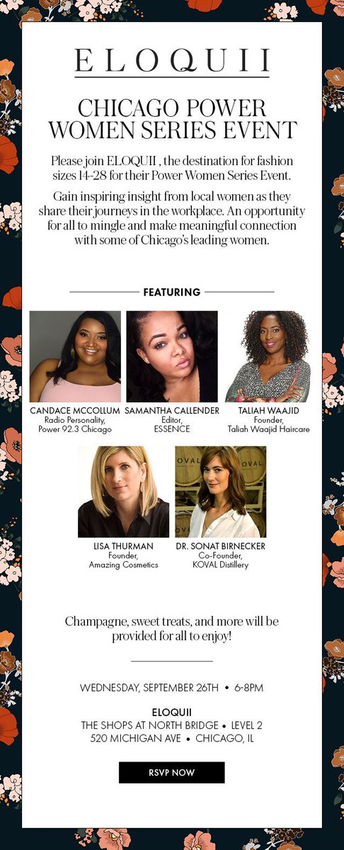 She's at it again! <a href="/sonatdistills/">Dr. Sonat Birnecker Hart</a> will be speaking on the Chicago Power Women series panel at <a href="/ELOQUII/">ELOQUII</a> this Wednesday from 6-8pm.

Free to the public, but be sure to register in advance: bit.ly/2OMT9Ip