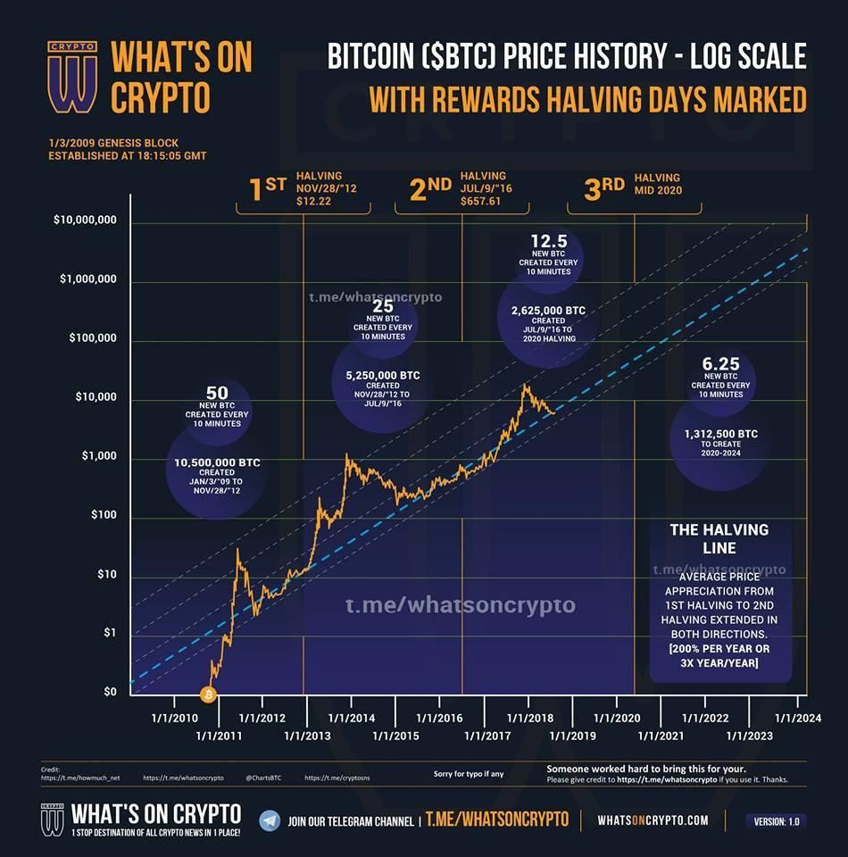 Dna On Twitter Bitcoin Btc Price History Long Scale With Rewards Halving Days Marked