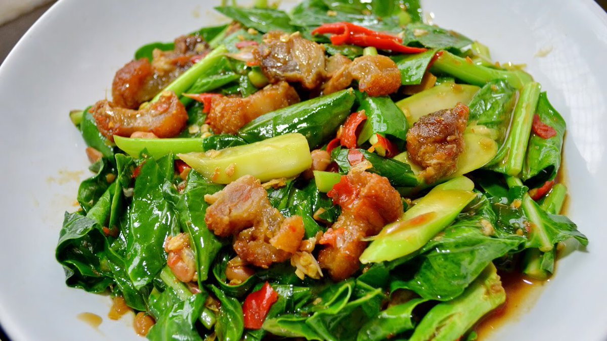 Ok I put ALL the homies on to this. Crispy pork belly with Chinese broccoli aka Kana Moo Krob. This, with the first two on the list, is like the perfect combo.
