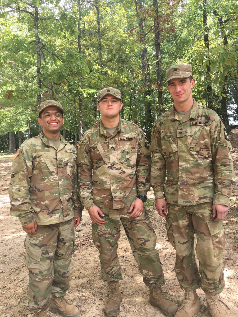 LUWrestling's tweet photo. These three just got done with a weekend of ROTC field training! Student athletes preparing to serve our country https://t.co/OEPy7kR4f4