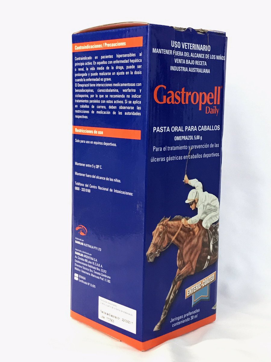 RandlabArg's tweet image. Gastropell Daily
Omeprazol 5,00g
Jeringas de 3 dosis (10 ml cada dosis)
Para el tratamiento y prevencion de las úlceras gastricas.
ENTERIC-COATED para mayor absorción 
Encontrala en las veterinarias!!
