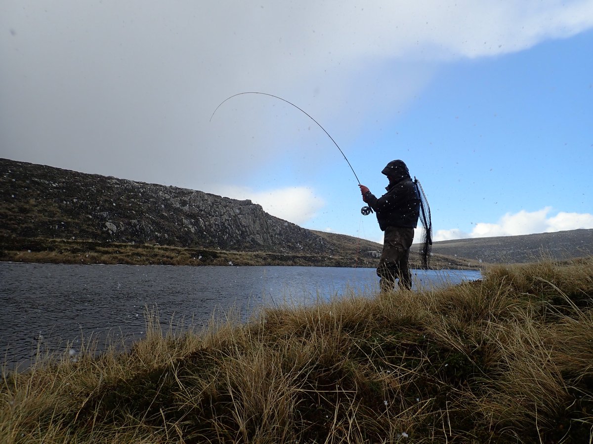 Fantastic weekend, I've had a great two days fishing, I mean sampling in snow showers and sunshine! #Falklands #BrownTrout #seatrout #PITtagging #flyfishing #TroutPhD @swanscience <a href="/SAERI_FI/">SAERI</a>