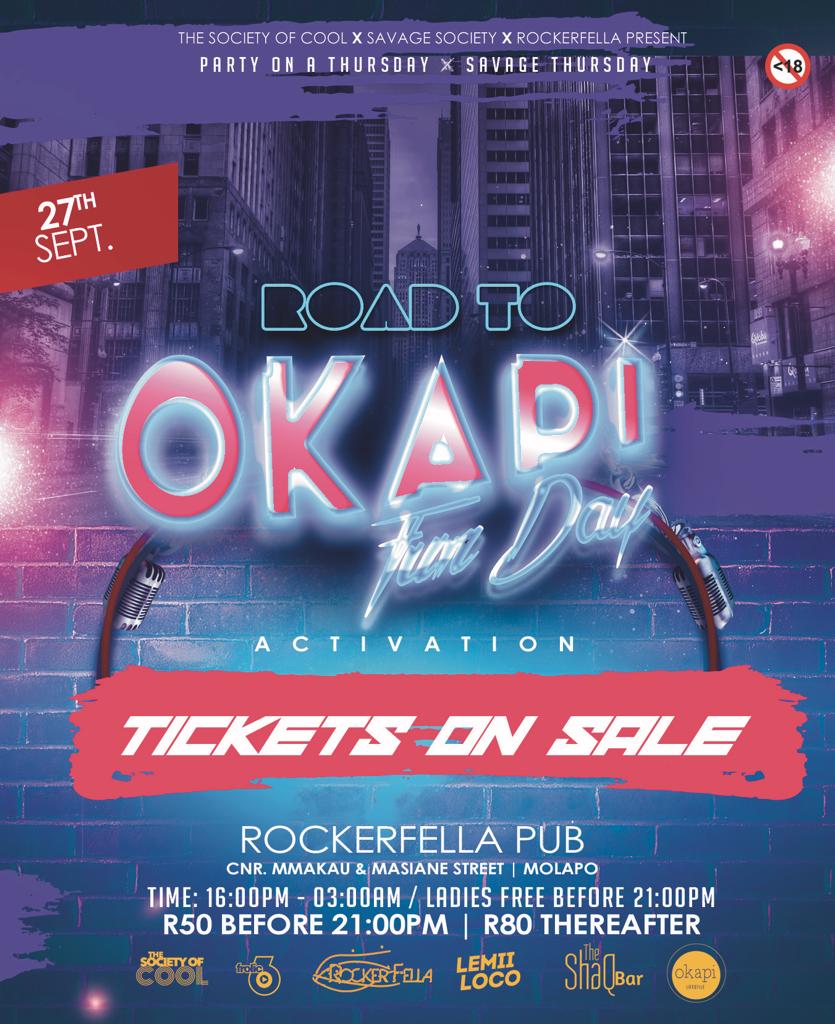 Ludz_SA's tweet photo. So... You'll be able to buy #OkapiFunDay7Oct tickets this Thursday - dope right? #RoadToOkapi #SavagéThursday #PartyOnAThursday 🙌🏻🎶💃🏽🔥 https://t.co/Yln0ywRANG