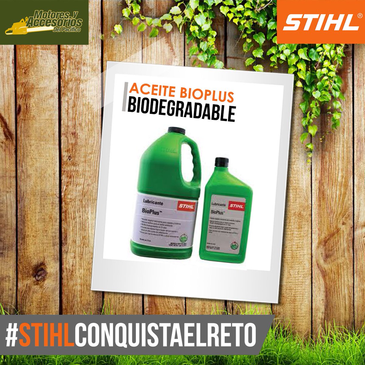 MotoresyAcc's tweet photo. ACEITE #BIOPLUS ♻
-Aceite para barra y cadena
✅Totalmente biodegradable
🌎 Amigable con el medio ambiente  gracias a su base de aceites vegetales
♻Biodegradable hasta en un 93.8% en solo 21 días ✅
#ConquistaElReto #STIHLguerrero #STIHLtoluca #STIHLmetepec #DistribuidorSTIHL https://t.co/K60U1FY7Oi