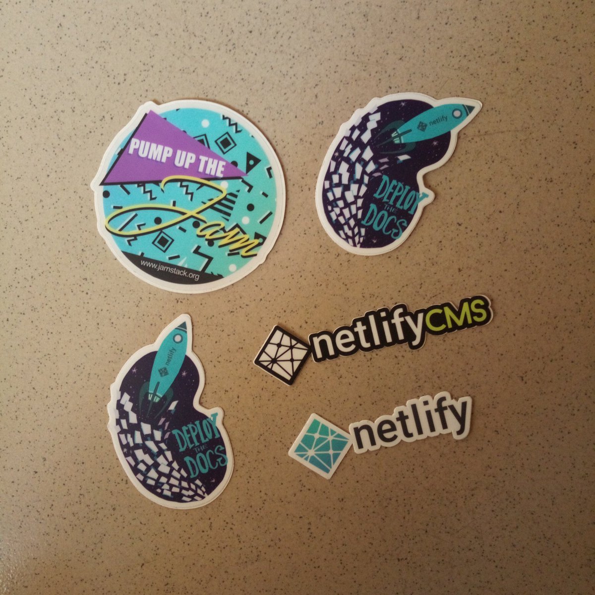 SomiariLucky's tweet image. I received a surprise sticker pack from @Netlify earlier today. Super Cool stuff.  Much appreciated! #PumpUpTheJam #NetlifyCMS
