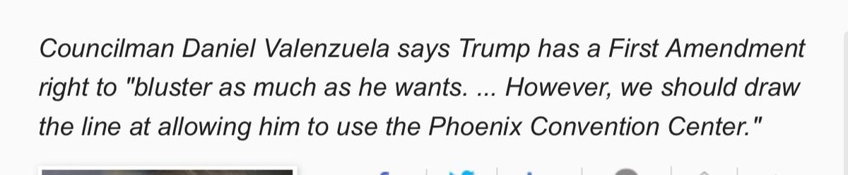noprezzie2012's tweet photo. Daniel Valenzuela thinks HE owns the Phoenix Convention Center????
Didn’t want our @POTUS to use it.
Say NO to hateful #PhxMayor candidates.
#VoteSanchez https://t.co/aZAdG8ajdE