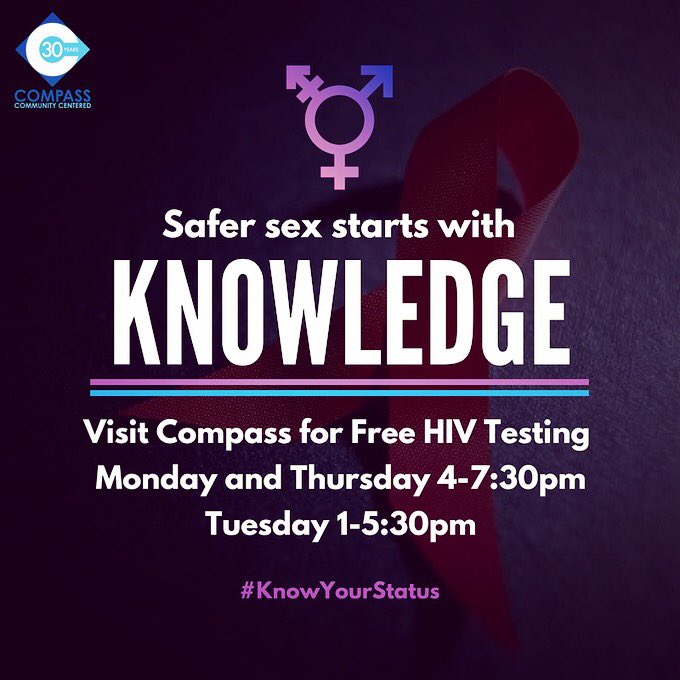 MpowerEntourage's tweet photo. Safer Sex starts with knowledge! Come by @CompassCenter today for Free HIV Testing and Education 4-7:30pm in our @theSMARTRideFL Testing Room with our knowledgeable HIV Prevention staff and volunteers! #KnowYourStatus #SaferSex #CompassInTheCommunity https://t.co/Vh1i5NDZPE