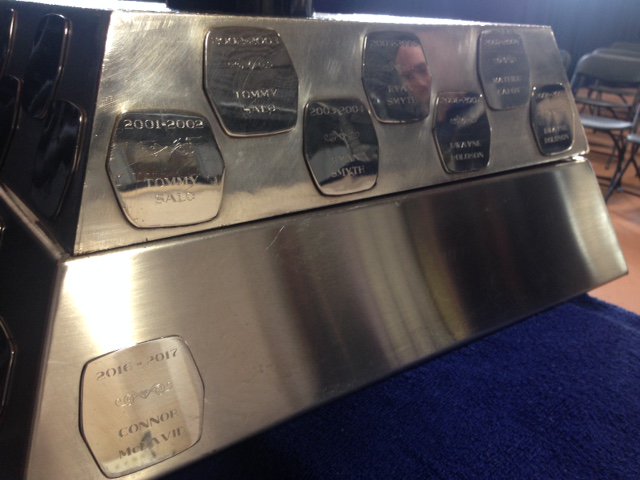 ElitePromoMark's tweet photo. We had the legendary #MolsonCup in our office last week for a shine up and new plate addition! Do you recall which #Oilers player won it for the 2017-2018 season?
#NHL #Trophys #Awards https://t.co/mAskdHK1Ua
