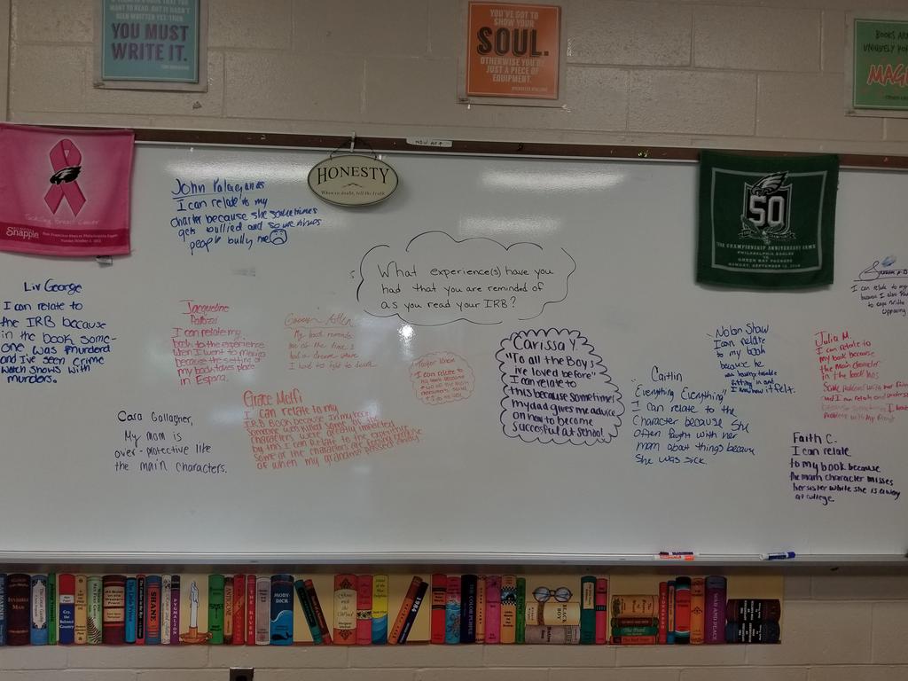 Thanks to @RadziakWTHS and @MrsPiersonWTHS for the great idea. Period 4 making connections to their IRB #twpreads