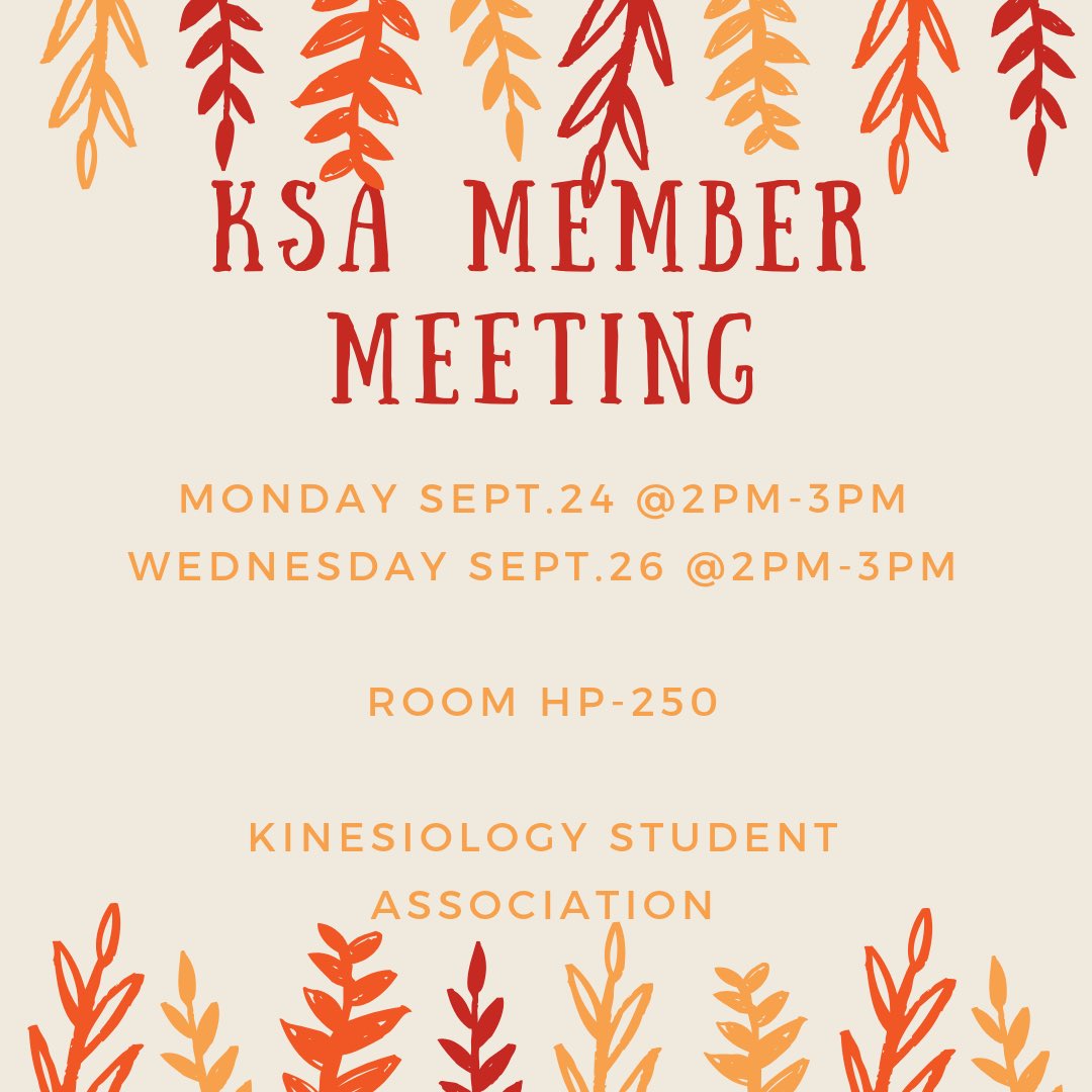 First full week of our fall quarter is here and so is our first meeting this quarter. Come and get informed in joining KSA, internships/volunteer opportunities and more...SEE YOU THERE!