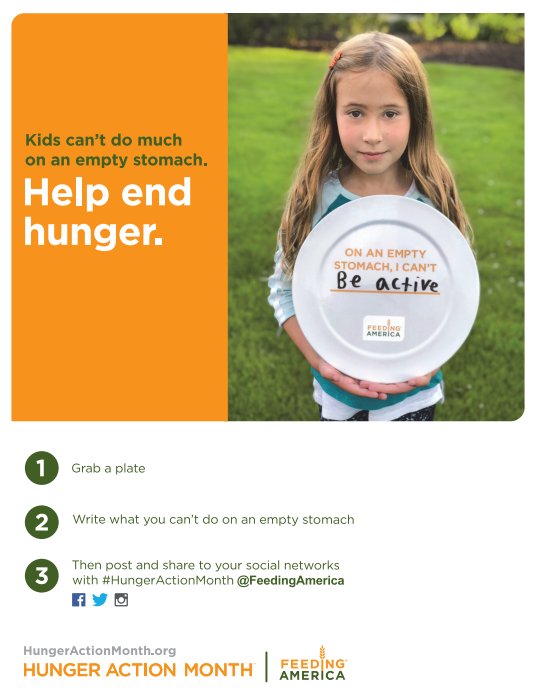 No one can do much on an empty stomach. Get involved in #HungerActionMonth by sharing what you can’t do on an empty stomach.