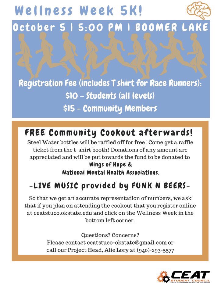 CEATstuco's tweet photo. Next week we’ll be hosting a 5K run to wrap up Wellness Week! Free shirts, water bottles, and food! Register to run or just watch at https://t.co/x1pnqghegr https://t.co/WDFF4NKGEY