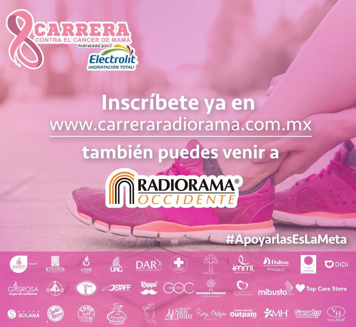 Todavía puedes inscribirte para correr el domingo 7 de oct en la 8va. carrera contra el cáncer de mama ¡No te quedes sin apoyar este movimiento rosa que ha cambiado la vida de muchas mujeres y que esto no sería posible sin tu ayuda! 🏃‍♂👟
#ApoyarlasEsLaMeta 🎀#GrandesEventos