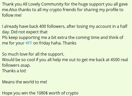 CM_X_CM's tweet image. This is Crypto Muse, I lost my old account, starting from zero 
408 down. 4192 to go. We can do this!

Giving away 1 $XBI MN 350$, 250 $RPM, 250$ EVI, 1 $ETH 235 $
1080$

1. Comment with 3 friends who need to follow again
2. Re Tweet 
4. Follow @muse_crypto
Winner at 2K follower