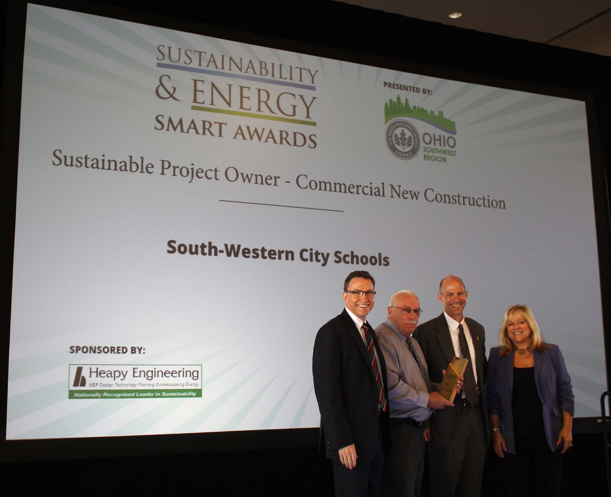 SWCSD's tweet photo. The South-Western City School District received the Sustainability &amp; Energy Smart Award as a Sustainable Project Owner-Commercial New Construction from the U.S. Green Building Council. #BelieveInSWCSD https://t.co/zXf0FI5OCX