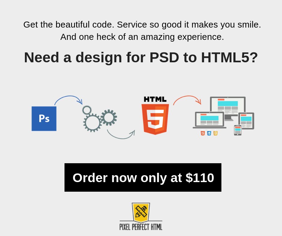 PixelPerfectHTM's tweet image. Get beautiful code. Service so good it makes you smile. And one heck of an amazing experience. Need a design for #PSDtoHTML5? 
#PSDtoHTML #Conversion #WebDevelopment #DesigntoDevelopment #Features #PixelPerfectHTML #PSD #HTML